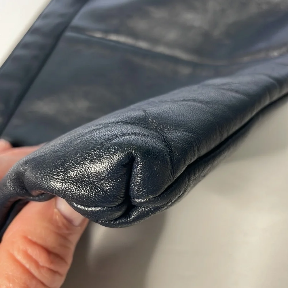 Navy Blue Etra Vintage Leather Clutch/Wristlet